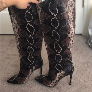 Vince Camuto leather snake skin tall boots